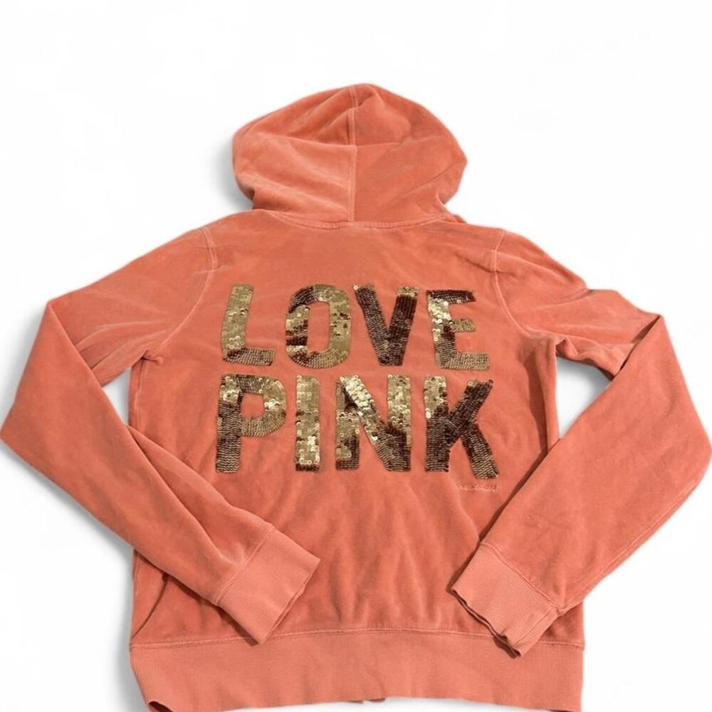 Victoria-s-secret Women's Orange and Pink Hoodie